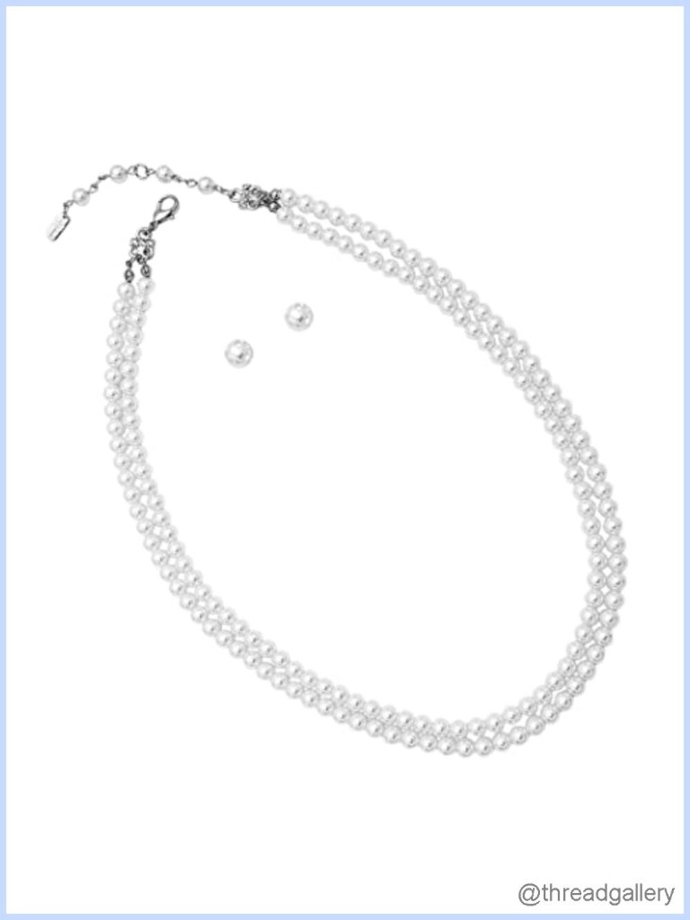 Simulated Pearl Necklace Earring Set Adjustable 20-Inch Layered Faux Pearl